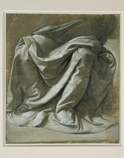Draperie pour une figure assise, pinceau et tempera grise, rehauts de blanc sur toile de lin prepare grise … - Leonardo da Vinci