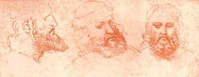 Dessin de têtes orientales, à la craie rouge, vers 1472-1519 - Leonardo da Vinci