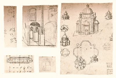 Cinq dessins architecturaux, c1472-c1519 1883 - Leonardo da Vinci
