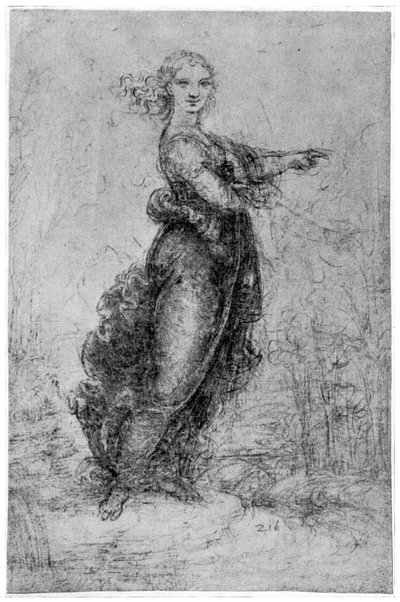 Figure féminine flottante, fin 15e ou début 16e siècle, 1954 - Leonardo da Vinci