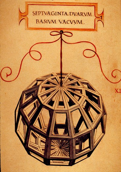 Géométrie : Un Polyèdre. Page tirée du manuscrit « De divina proportione » par le mathématicien Fra Luca Pacioli illustré par Léonard de Vinci (1509) - Leonardo da Vinci