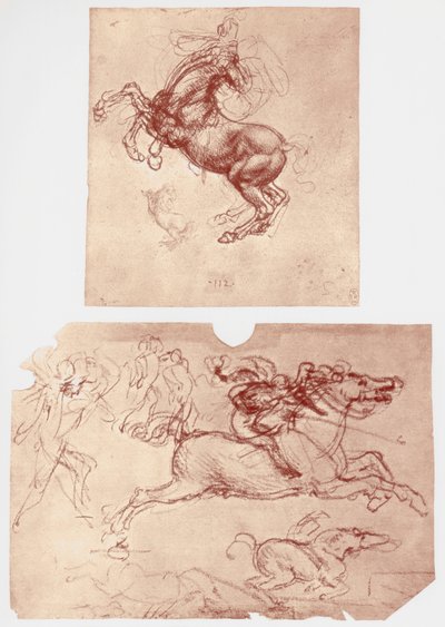 Cheval se cabrant, et cavaliers et fantassins, vers 1504 - Leonardo da Vinci