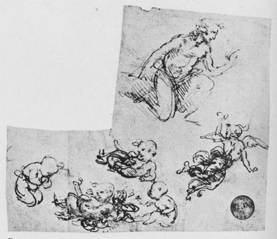 Jeune agenouillé et putti, c. 1480, 1945 - Leonardo da Vinci