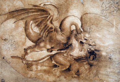 Combat entre un lion et un dragon - Leonardo da Vinci