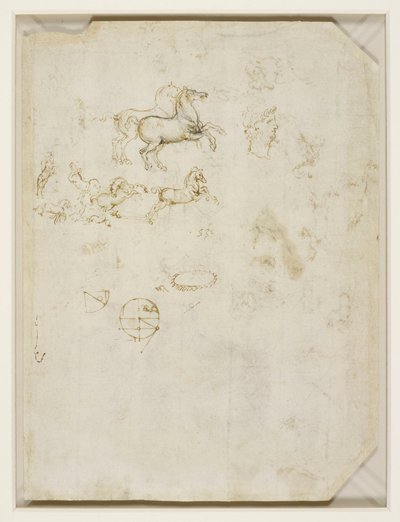Léonard de Vinci - Verso Chevaux cabrés et tête de Néron v.1503-4 - Leonardo da Vinci