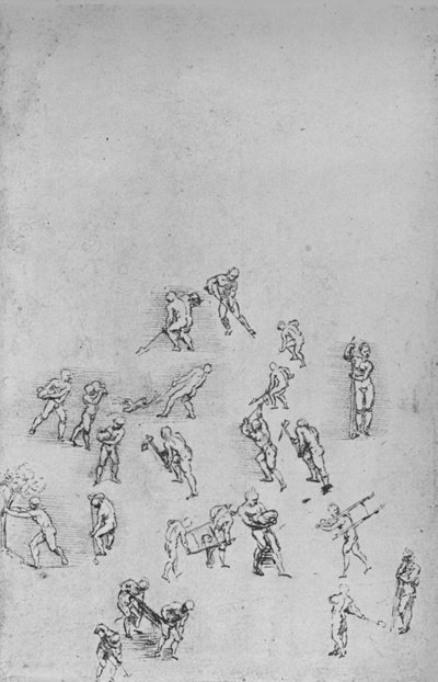 Hommes creusant, portant de la terre, etc., vers 1480 - Leonardo da Vinci