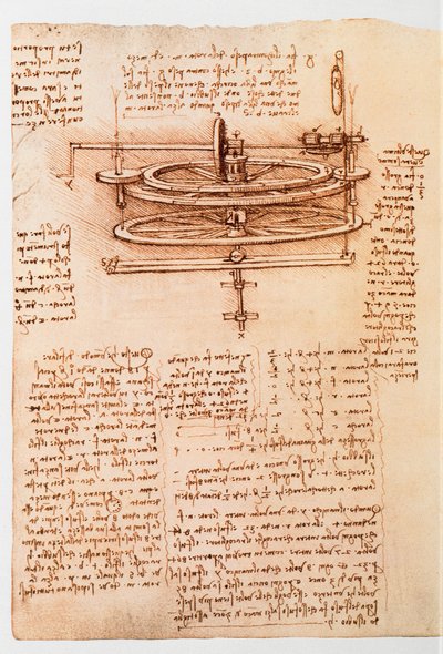 Ms 8937 fol.142r Étude pour une roue à eau, 