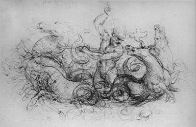 Neptune avec quatre chevaux de mer, vers 1480 - Leonardo da Vinci