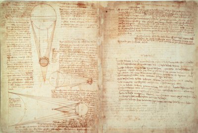 Notes et deux diagrammes sur la relation entre la Terre et la Lune avec le Soleil - Leonardo da Vinci