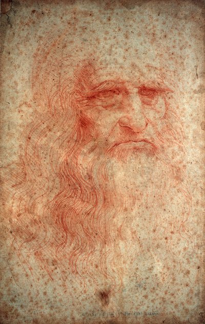 Autoportrait de Léonard de Vinci, peintre, sculpteur, ingénieur et architecte italien, vers 1513 - Leonardo da Vinci