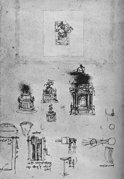 Études pour un monument équestre et études de machinerie, vers 1480 1945 - Leonardo da Vinci
