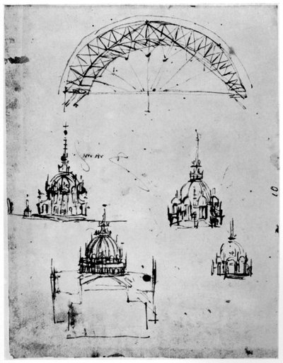 Études pour la coupole centrale de la cathédrale de Milan, fin du XVe siècle, 1954 - Leonardo da Vinci