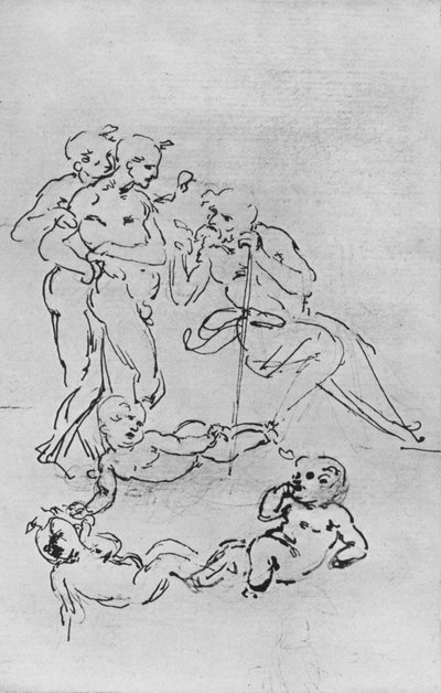 Études de figures et putti pour une Adoration, vers 1481 - Leonardo da Vinci