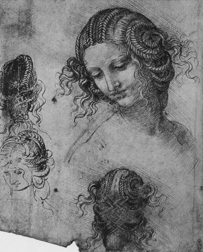 Études de tête et de coiffure de femme - Leonardo da Vinci
