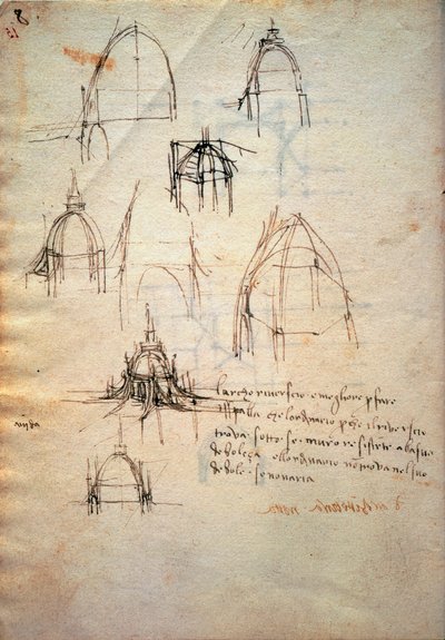 Étude pour le dôme de la cathédrale de Milan, le Code Trivulzianus - Leonardo da Vinci