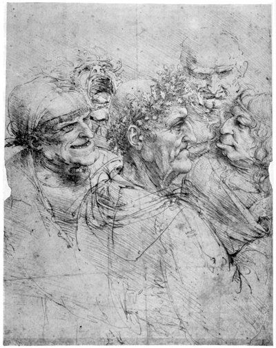 Étude de cinq têtes grotesques - Leonardo da Vinci