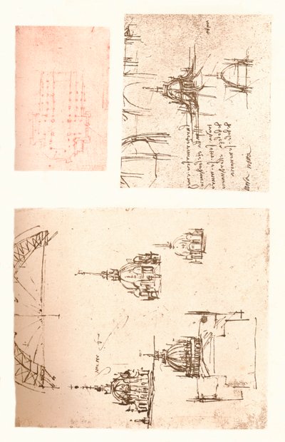 Trois dessins de la cathédrale de Milan, vers 1472-1519 - Leonardo da Vinci