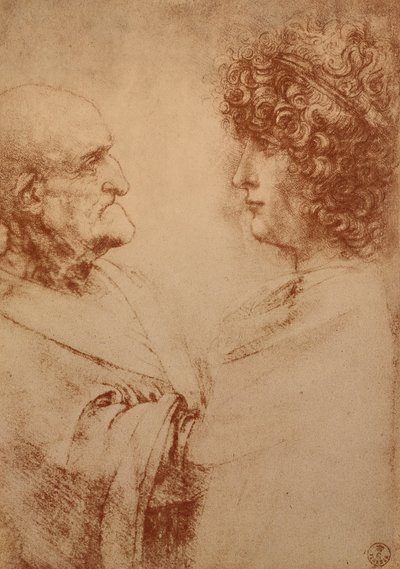 Deux têtes de profil, c.1500 - Leonardo da Vinci