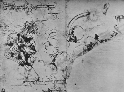 Deux profils et études de machines, vers 1480 1945 - Leonardo da Vinci