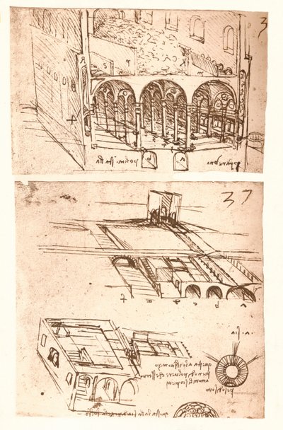 Deux dessins architecturaux - Leonardo da Vinci