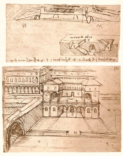 Deux dessins de plans pour des villes - Leonardo da Vinci