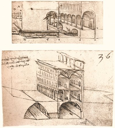 Deux plans pour des canaux dans une ville, c1472-c1519 1883 - Leonardo da Vinci