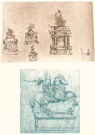 Deux études préparatoires pour le Monument Sforza, vers 1482-1499, 1883 - Leonardo da Vinci