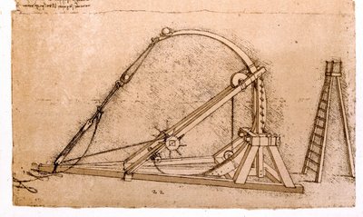 Machine de guerre : étude de catapulte par Léonard de Vinci (1452-1519) - Leonardo da Vinci