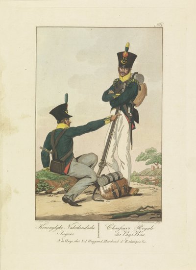 Deux chasseurs, 1814-1818 (Zeven uniformvoorstellingen 1814-1818) - Leonardus Schweickhardt