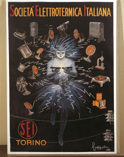 Lithographie en couleur par Leonetto Cappiello, affiche publicitaire SEI, Electroheat Italian Company - Leonetto Cappiello