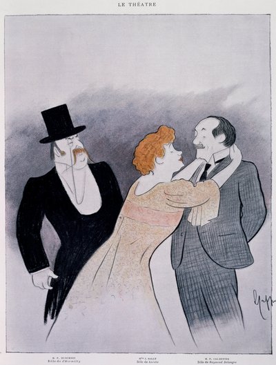 Dessin de la pièce "le Secret de Polichinelle" par Pierre Wolff - extrait de la revue Le Théâtre - Leonetto Cappiello