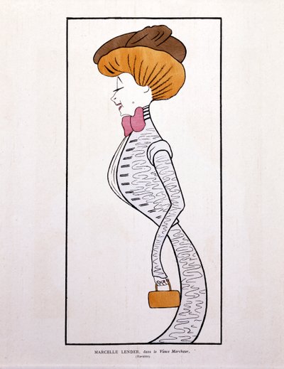 Marcelle Lender, in ‘Le Vieux Marcheur’, caricature - Leonetto Cappiello