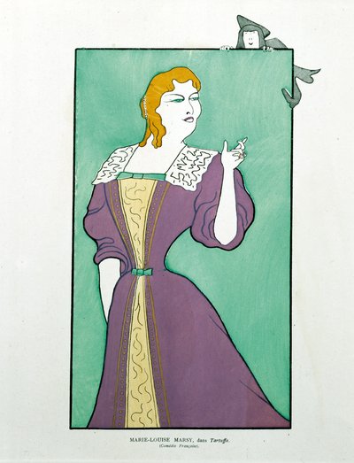 Marie-Louise Marsy dans "Tartuffe", caricature - Leonetto Cappiello