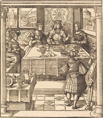 Le jeune roi blanc entre la reine et la princesse de Feuereisen - Leonhard Beck