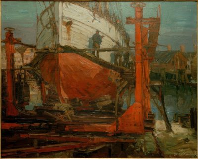 Sur le chantier naval, goélette de pilotes de l