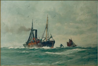 Chalutier et deux Finkenwerder Ewer - Leonhard Sandrock