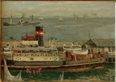 Bateau à vapeur à aubes au quai - Leonhard Sandrock