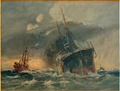 Vapeur Woermann passant Elbe 3 - Leonhard Sandrock