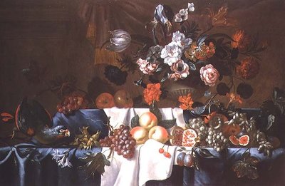 Nature morte de fruits avec un perroquet - Leonhart Hubner