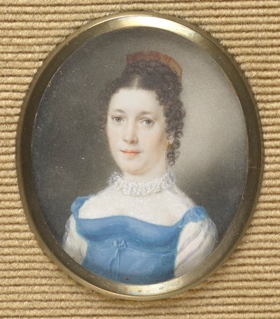 Dame en robe Empire bleue - Leopold Blonder