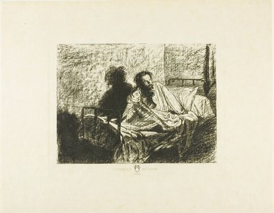 Portrait de Charles Meryon assis dans son lit - Leopold Flameng