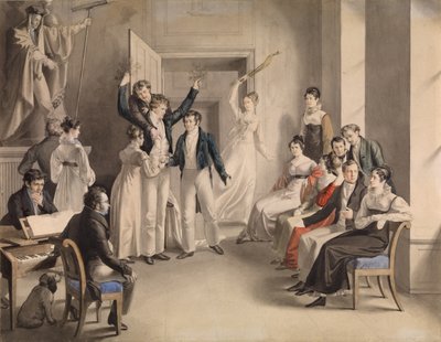 Franz Schubert 1797-1828. Jeu de société des Schubertiens à Atzenbrugg, 1821 - Leopold Kupelwieser