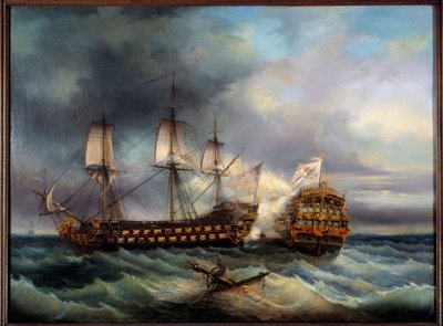 Bataille navale entre Anglais et Français - Leopold Le Guen