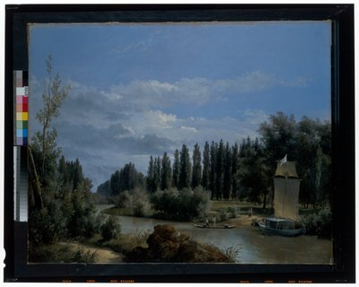 Vue du cours du petit bras de la Seine à travers le parc de Neuilly - Leopold Leprince