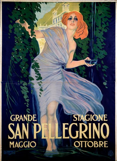 Affiche publicitaire pour la ville thermale de San Pellegrino, Italie - Leopoldo Metlicovitz
