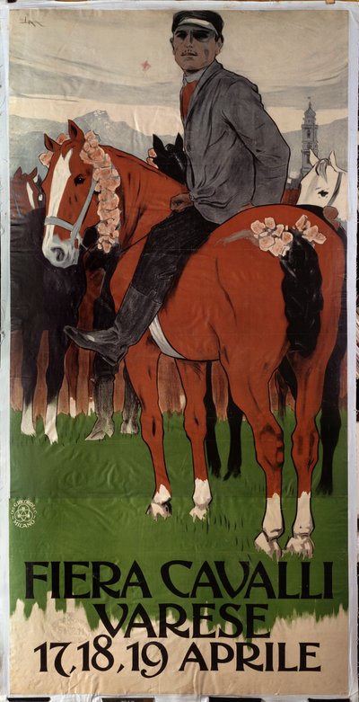Affiche publicitaire pour le marché aux chevaux à Varèse, Italie - Leopoldo Metlicovitz