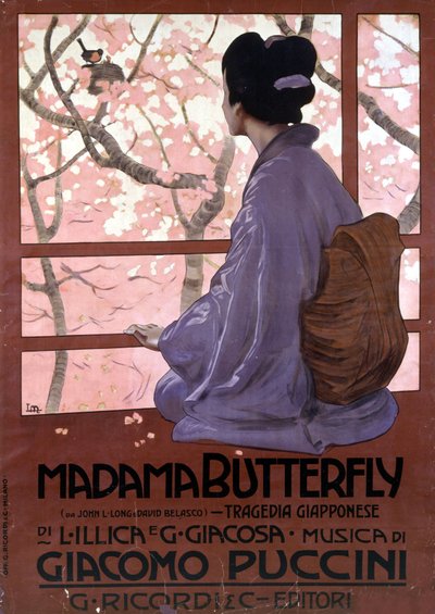 Affiche de Leopoldo Metlicovitz pour "Madame Butterfly" de Giacomo Puccini réalisée pour la première représentation le 17 février 1904 - Leopoldo Metlicovitz