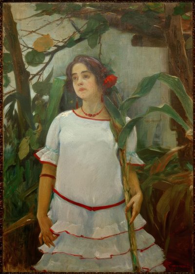 Portrait de jeune fille avec canne à sucre - Leopoldo Romañach
