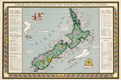 Carte de la Nouvelle-Zélande - Leslie MacDonald Gill