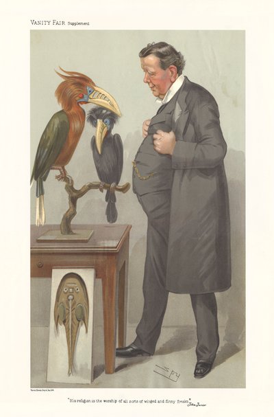 Professeur Ray Lankester - portrait debout regardant des oiseaux - Leslie Matthew (1851 1922) Ward